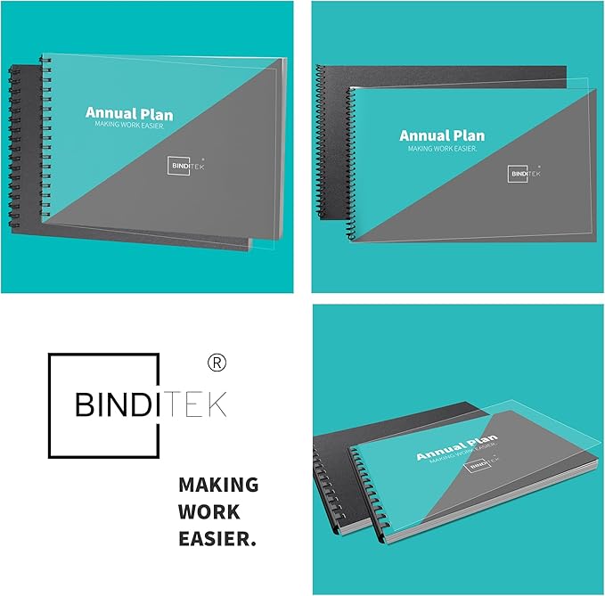 Binditek 100 Pack Binding Covers and Backs Set, 11 x 17 Inches, 50 Clear PVC (10Mil), 50 Sand-Textured Polycovers (16Mil), Tabloid Size