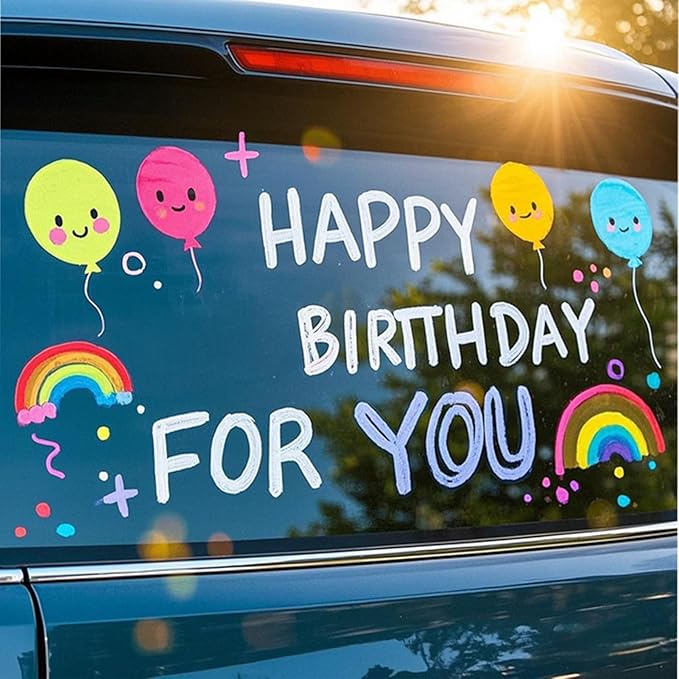 Window Chalk Markers for Cars Glass Washable, 8 Colors Jumbo Liquid Chalk Marker Pens with 7mm 2 in 1 Nib Wide Tips, Big Chalkboard Markers Car Window Paint Pens for Auto, Bistro, Poster,Mirror