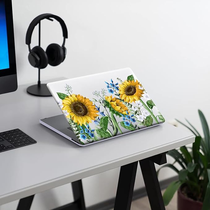 KEROM Compatible for MacBook Air 13 inch Case 2025-2022 M4 M3 M2 A3240 A3113 A2681, MacBook Air M4 13 inch Case, Protective Plastic Hard Shell & Keyboard Cover for Mac Air 13.6'', Sunflower