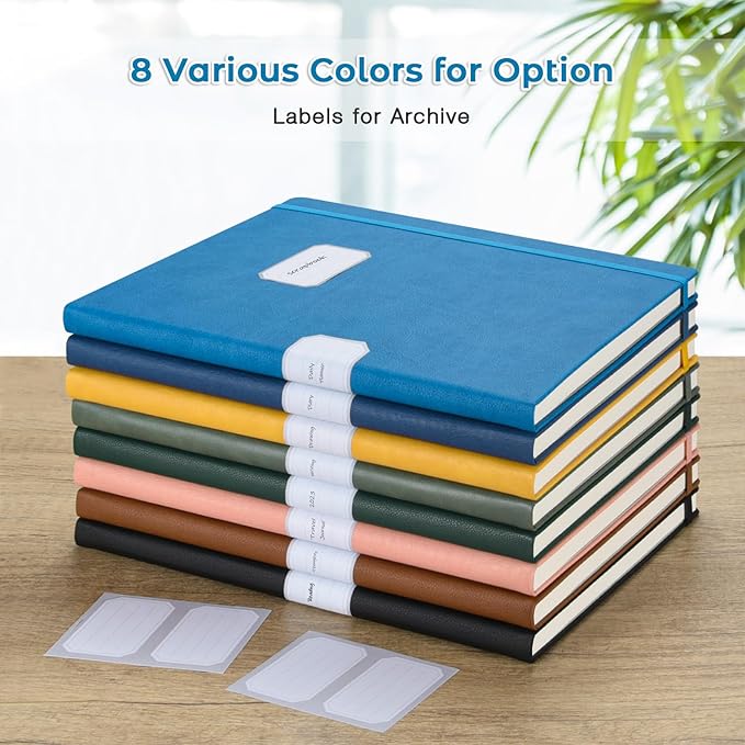 College Ruled Notebook, A4 Hardcover Leather Notebook for Work, Lined Notebook Journal for Women, Men, 192 Thick Paper, 8.5" x 11", Large Notebook with Pockets, Professional Business Notebook, Navy