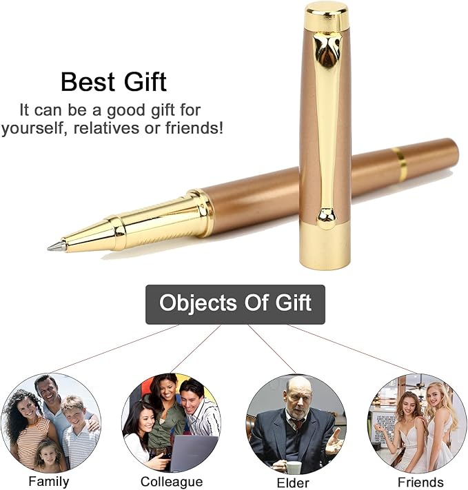 YIVONKA Ballpoint Pen Black Refill,Luxury Ballpoint Line width 0.5mm,Best Ball Pen Gift Set for Men & Women Professional Executive,Office,Nice BallPens Classy Gift Box (Rose Gold)