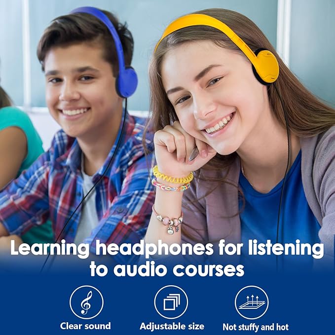 100 Pack Kids Headphones Bulk for Classroom School, Wholesale Wired Headphones for Kids Student Boys Girls Adults 3.5mm Jack for Chromebook Computer (10 Colors)