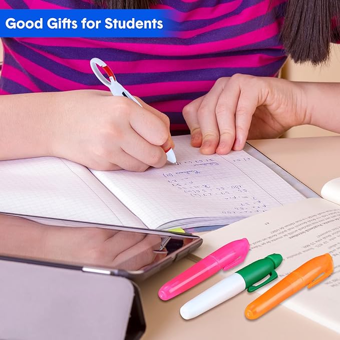 Sherr 25 Sets Retractable Nurse Pens with Mini Highlighter Permanent Marker Keychain Clip Badge Reel Pen Accessories for Nursing Students Medical Staff Office Stocking Stuffer Gift(Multi Colors)