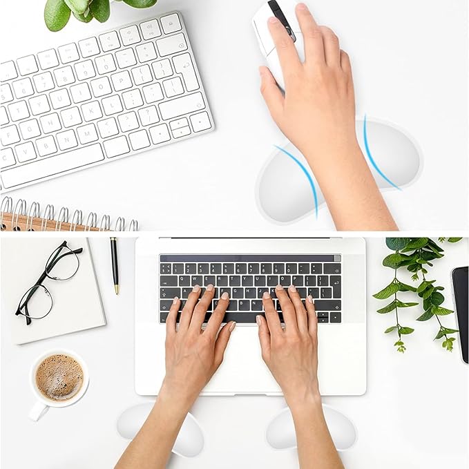 Dapesuom Mouse Wrist Rest, Ergonomic Memory Foam Mouse Wrist Support, Leather Hand Rest Pad Cushion for Gaming, Office, Laptop, Wireless Mouse, Men, Women, Pain Relief & Easy Typing, Ivory White