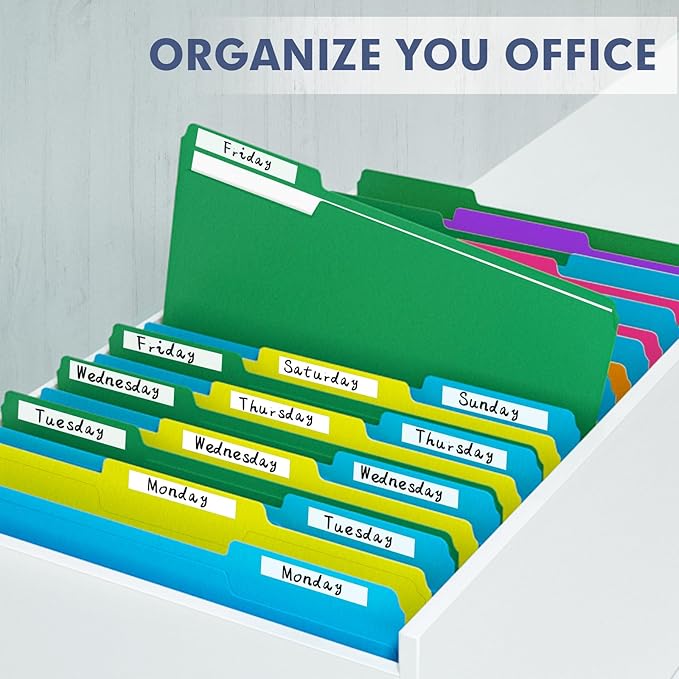 File Folder, PANDRI 270 Pack Colored File Folder, 1/3 Cut Tabs, Letter Size, Assorted 6 Colors Filing Folder for Office School Business