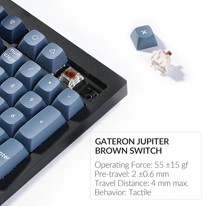 Keychron V6 Max Wireless Custom Mechanical Keyboard, 2.4 GHz Bluetooth QMK Full-Size Layout RGB with Hot-swappable Gateron Brown Switch Compatible with Mac Windows Linux