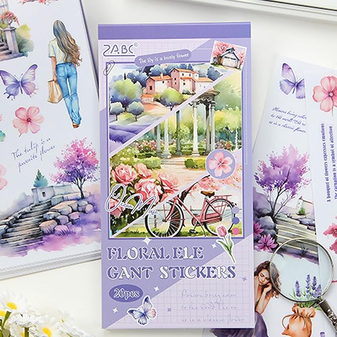 Aesthetic Journaling Sticker Books for Adults - Pre-Cut Scrapbook Stickers Vintage 20 Sheets Junk Journal Supplies Watercolor Scrapbooking Stickers Planner Cottagecore Decorative DIY Arts Craft Making
