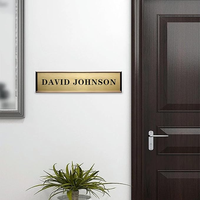 Personalized Name Plate for Door or Wall, 2 x 8 inch Custom Office Aluminum Door Name Plates with Two Lines Custom Text, Office Gifts for Coworkers Boss Teacher, Employee Appreciation Gifts