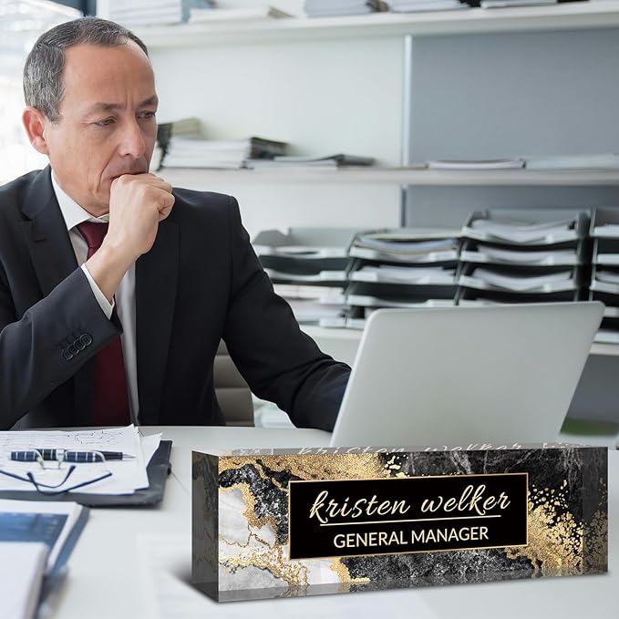 Desk Name Plate Personalized, Custom Name Plate for Desk, Acrylic Desktop Accessories, Office Gift & Decor for Women Men, Teacher Nurse Boss Employee Appreciation Gifts