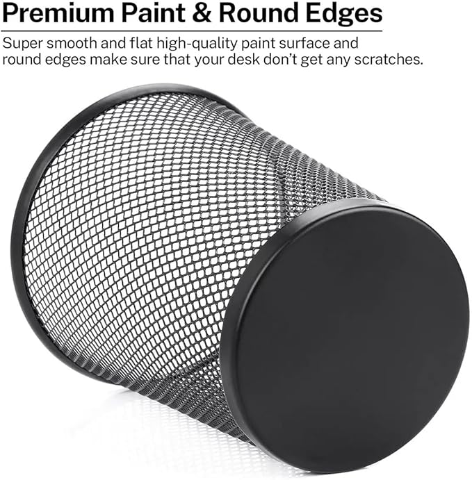 Fengtaiyuan Black Metal Mesh Pen Holder, 6-Pack Desktop Storage, Pencil Cup for Office, Desktop Organizer, Office Storage Box (T16)