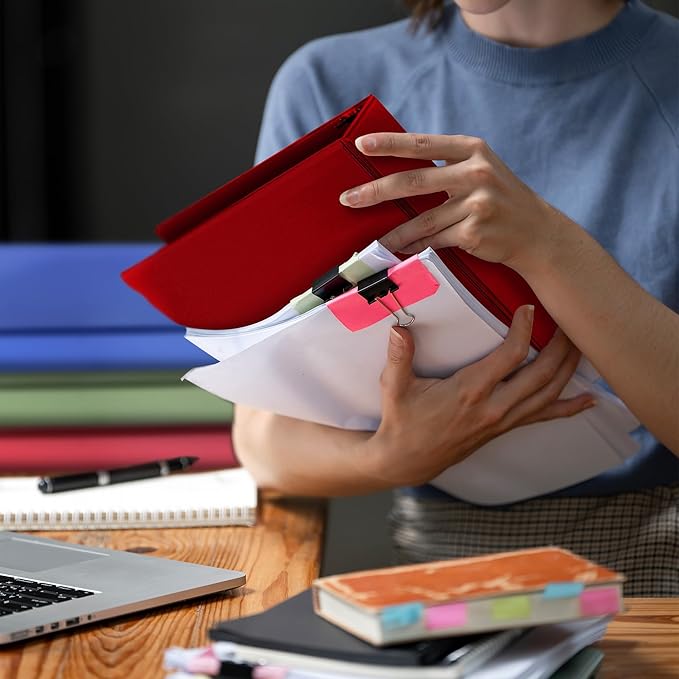 Samsill 1.5 Inch 3 Ring Binders, Made in USA, Economy Round Ring, Clear View Cover, 325 Sheet Capacity - for School, Home, Office - Red, 4 Pack