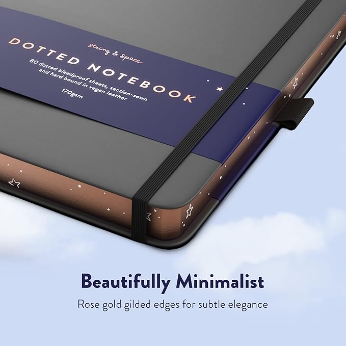 Bullet Dotted Journal by String and Space – Dot Grid Notebook, Dotted 170 GSM Paper – Kawaii Notebook, Handbound with Gift Box – 5.75 x 8.75