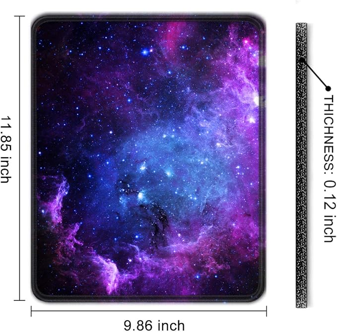 Auhoahsil Mouse Pad, 12 x 10 in Galaxy Theme Computer Mouse Pad for Desk, Premium-Textured Non-Slip Rubber Stitched Edges Waterproof Square Mouse Mat for Gaming Work Wireless Mice, Purple