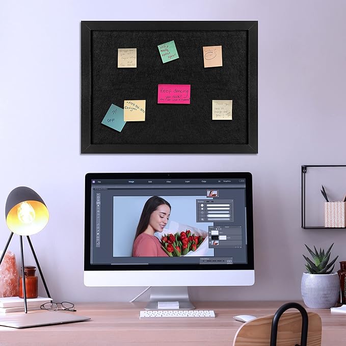 TORASO Cork Board Bulletin Board, 19.7 X 29.5 inch Cork Boards for Walls with Pins, Eye Bolts, gaskets, Screws, Pin Board for Office, School and Home (BK-5075-1P)