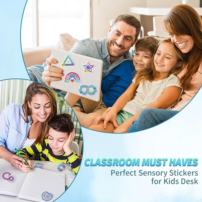 48 Pcs Sensory Strips Set – Anxiety Sticker Kit with Different Textures, 2 Textured Surface Tactile Stickers for Adults – Stress Relief Classroom Must Haves, Anxiety Relief Items