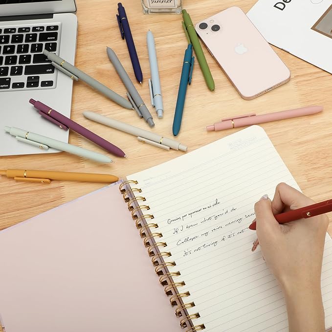 Ddaowanx Gel Pens, 12 Pcs 0.5mm Quick Dry Black Ink Pens Fine Point Smooth Writing Pens, Cute Office School Supplies Gifts for Women (12 Pcs Vintage+Morandi-Black Ink)