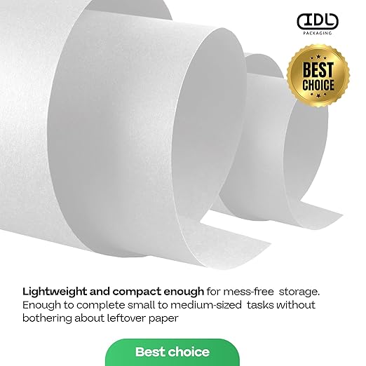 White Kraft Paper Roll 12" x 8640" (720 feet) for Packing, Moving, Shipping, Crafts - USA-Made Heavy Duty Craft Paper 50lb Thickness - 100% Recyclable Natural Kraft Wrapping Paper by IDL Packaging