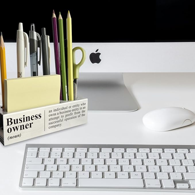 New Business Owner Definition, Business Owner Gifts for Women, Men, Boss Desk Decor Stainless Steel Pen Pencil Holders WCC52