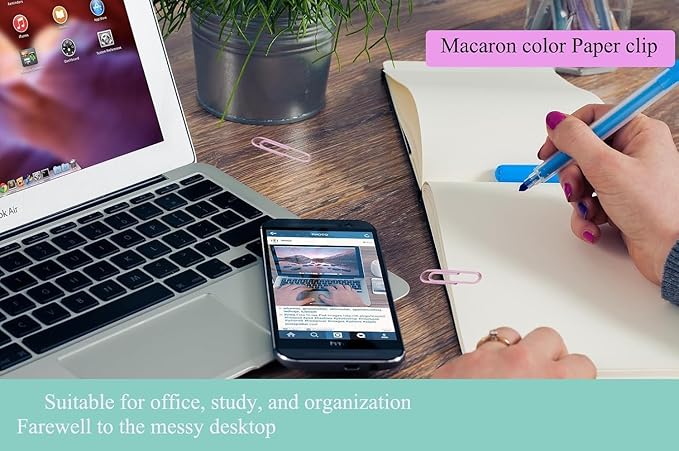 Macaron Colored Paper Clips, 1.1" Medium Paper Clip(28mm, 100pcs Paperclips for Office Supplies and Organization