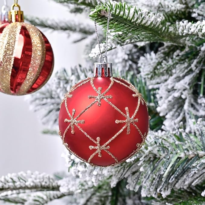 Christmas Tree Ball Ornaments 20ct Set, 2.36 Inch Red Gold Classic Christmas Decorations, Shatterproof Hanging Ornaments for Xmas Holiday Decoration