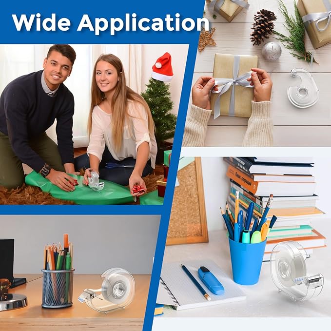 ALSISK Transparent Tape with Dispenser and Refills,Clear Tape for Home,School and Office Supplies,0.7x1000 Inch, 8 Pack