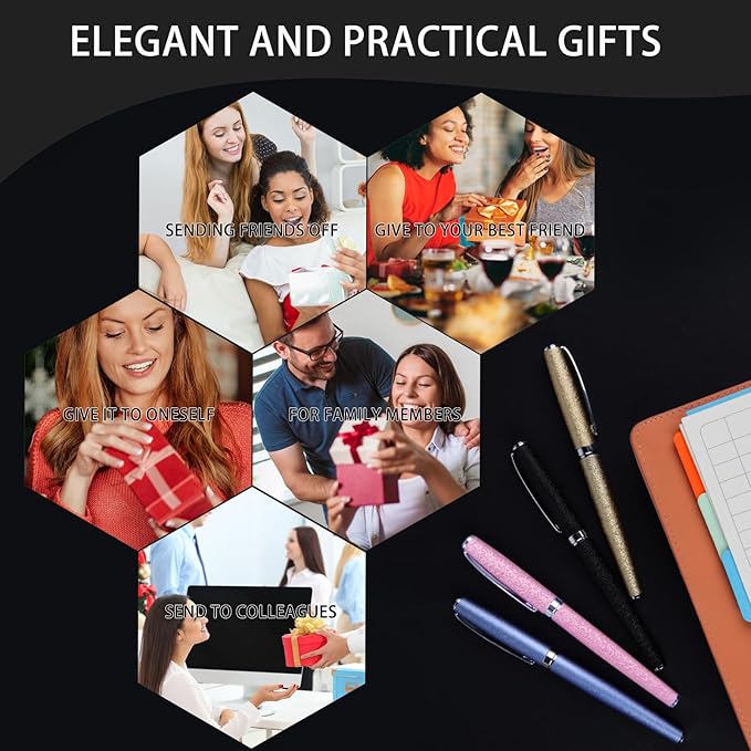 Nice pens,luxury pen with cace,fancy pens Ballpoint Pen Smooth writing experience stylish design effortless writing executive pen-Gift Box with 0.5mm Black Extra 2 Refill (Pink)