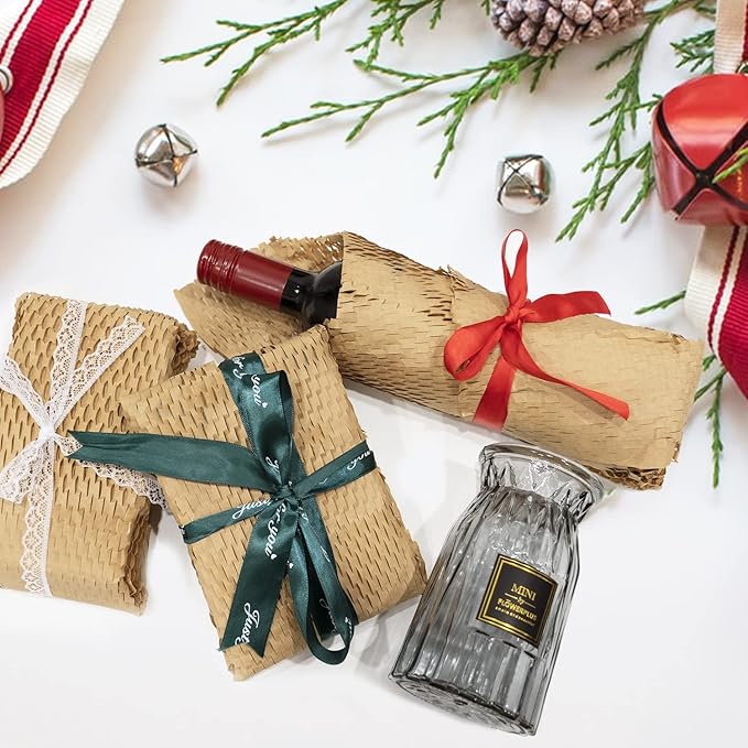 Packing Materials for Moving 15inx295ft Household Honeycomb Packing Paper for Moving Dishes and Glassware, Recyclable Sustainable Shipping Supplies Bubble Cushioning Wrap Roll, Eco Friendly