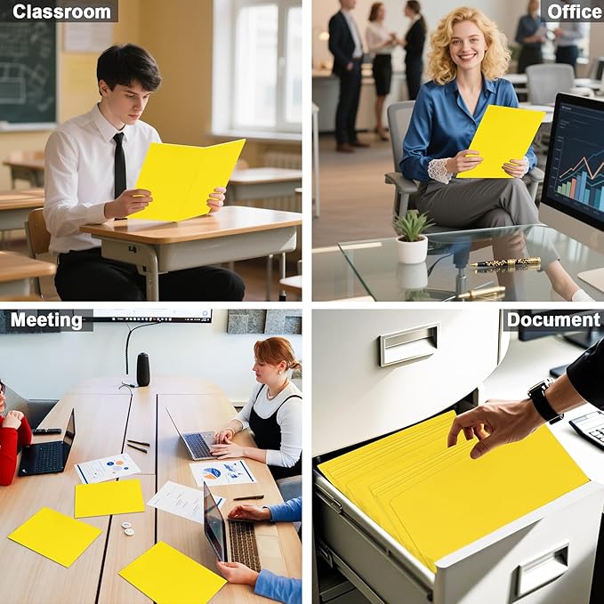 60 Pack Paper Pocket Folders, 2 Pocket Folders, Letter Size, Yellow