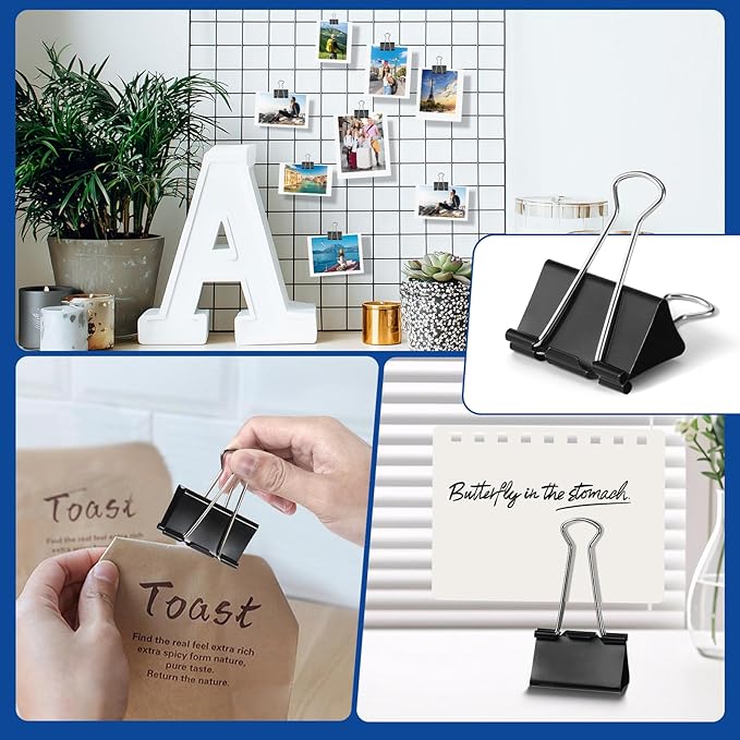 Eclirgan 1.9-Inch Large Binder Clip with Heavy-Duty/Folding/Rust-Resistant,48-Pack Thick Metal Office Clip in 4 Boxes,Black Paper Clamps for School/Outdoor Use/Office/Home