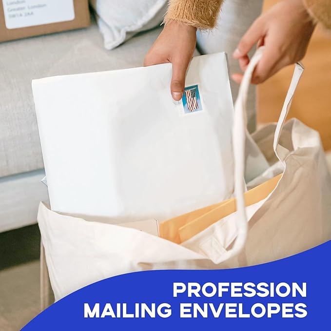 10x13 White Envelopes Self Seal 100 Pack, Goefun 80GSM Paper Security Catalog Large Envelopes 10x13 with Peel and Seal Flap for Mailing, Organizing and Storage