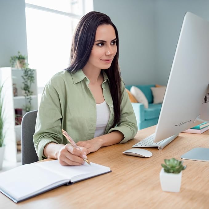 PATIKIL Rhinestone Metal Ballpoint Pen, 4 Pack Crystal Pearl Pens Black Ink 1.0mm Point Sparkly for Women Gift Office Note Taking Journaling, Purple