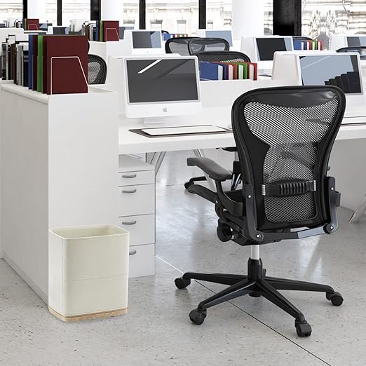 Polytree Bathroom Trash Can 1.8 Gallon(7 Liter) Small Kitchen Garbage Can,Decor Wastebasket for Bedroom Office,Resin Hand-Carved Leather Beige