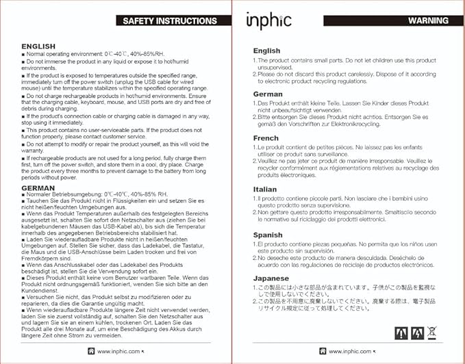 INPHIC Multi-Device Bluetooth Mouse, Upgraded Visible Battery, 2400 DPI, Silent Ergonomic Computer Wireless Mouse for Laptop, Mac, PC etc.