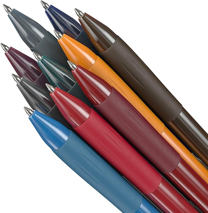 ARTEZA Gel Pens Colored Set of 10, Unique Vintage Colors, Retractable Pens Assorted Colors