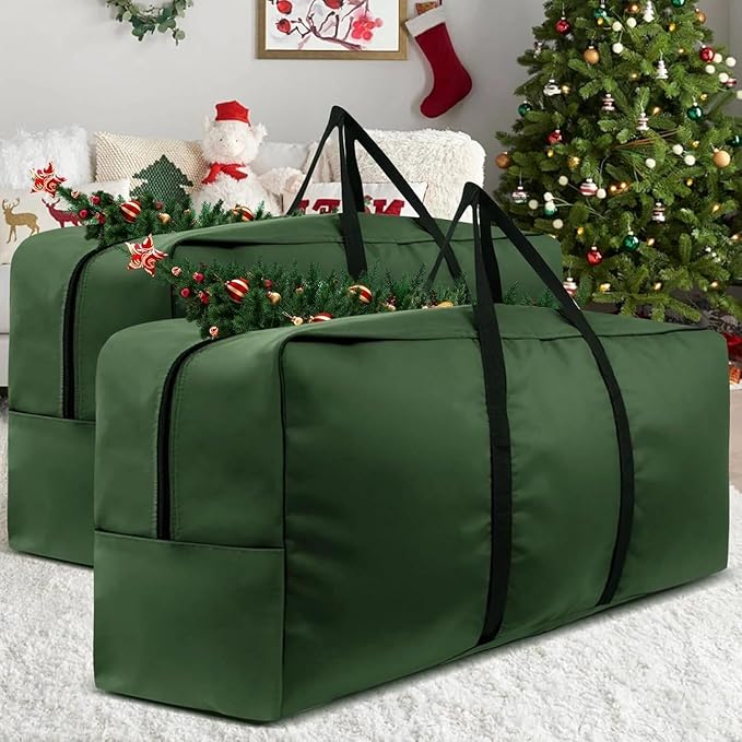 2 Pack 9-12 Ft Tall Christmas Tree Storage Bag 420D Xmas Tree Storage Bag Extra Large Artificial Christmas Tree Bag with Reinforced Carry Handles and Zippers