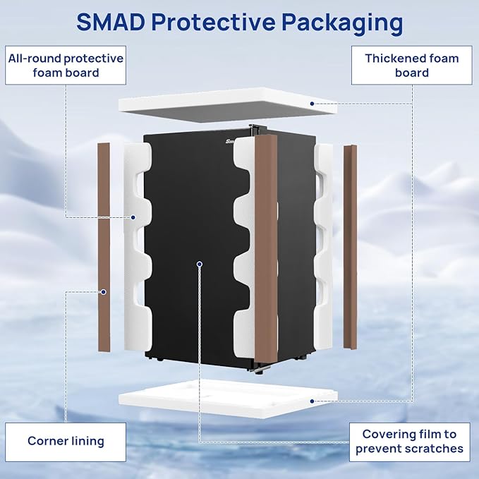 Smad 3.2 Cu.ft Compact Refrigerator with Freezer, Low Noise Mini Fridge with 7-Level Adjustable Thermostat, 110v Single Door Refrigerator for Homes Offices Dorm