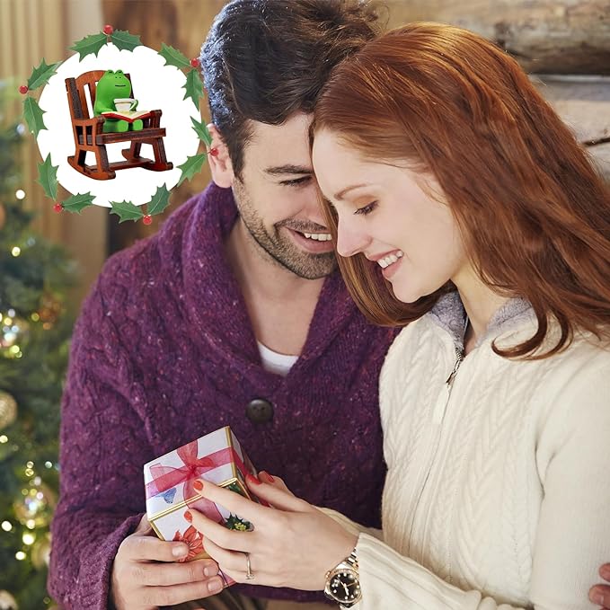 Miniature Frog Figurines - Funny Frog Sculpture for Shelf, Desk Decoration - Frog Desk Accessories - Perfect Cute Frog Gift for Frog Lovers(Rocking Chair)