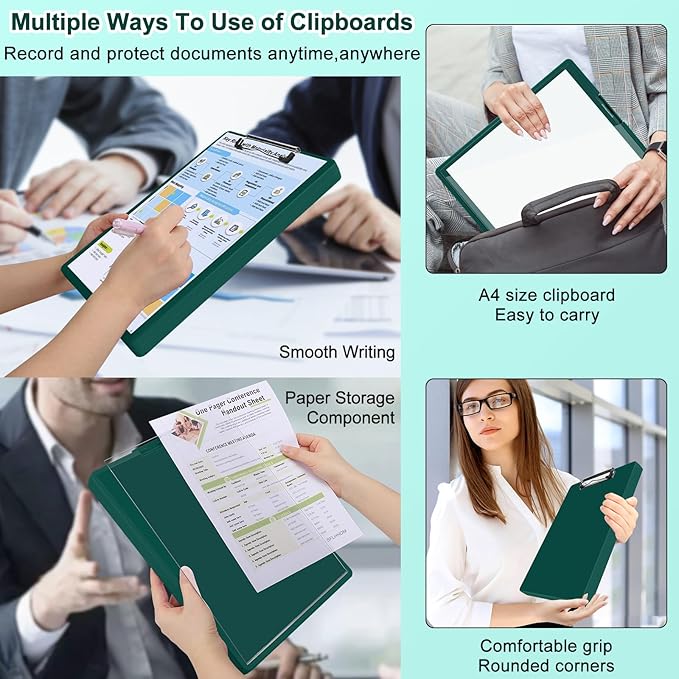 Clipboard with Storage,Three-Tier Box Clipboards(Letter Size),Storage Clipboard with Clip Form Holder Clipboards,Dry Erase Clip Boards 8.5x11 with Storage for Office School Supplies Clip Board-Emerald