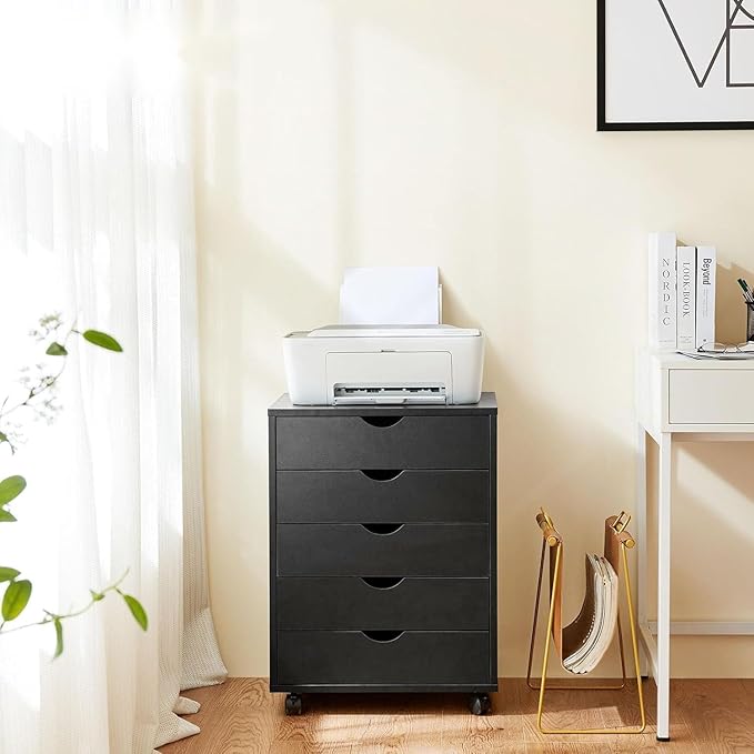 5 Drawer Chest, Dressers Storage Cabinets Wooden Dresser Mobile Cabinet with Wheels Room Organizer, Small Drawers Wood Organization Furniture for Office, Home