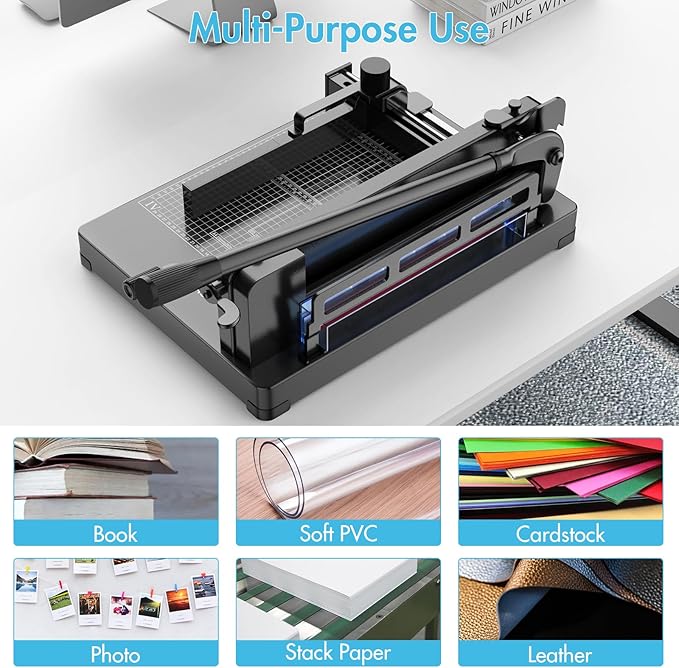 Paper Cutter 12 Inch, Heavy Duty Paper Cutter for A4 Paper, Guillotine Paper Cutter 400 Sheet Capacity, Solid Steel Construction