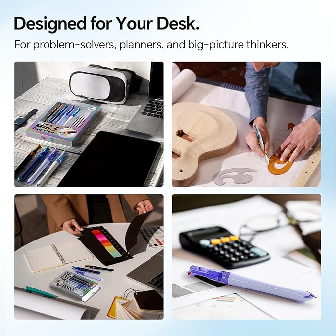 WRITECH Retractable Gel Ink Pens: 0.5mm Fine Point 3 in 1 Multi Colored Pen Black Blue Red, 4ct with 4 Refills No Smear Assorted Colors Min 3 for Smooth Writing Journaling Drawing