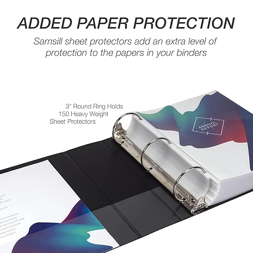 Samsill Economy 3 Inch 3 Ring Binder Bulk Pallet, Made in The USA, Round Ring Binder, Customizable Clear View Cover, Black, Pallet of 288 Binders in 24 Cartons