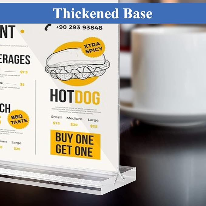 Acrylic Sign Holder 8.5 x 5.5 Horizontal, 8Pack Double-Sided Standup Table Top Clear Sign Holders, T Shape Plastic Acrylic Picture Frame Menu Flyer Paper Holder Display Stands for Office Store Wedding