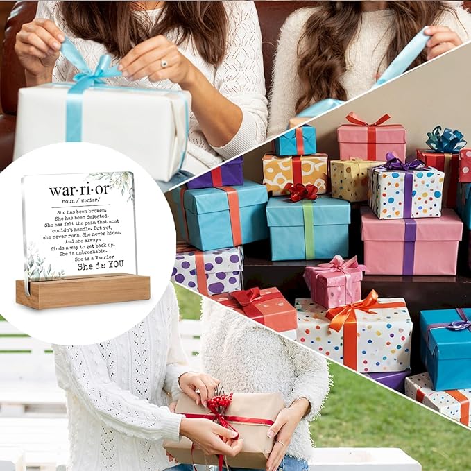 Inspirational Cancer Survivor Gifts for Women Mom, Breast Cancer Gifts for Woman, Warrior is You Home Decorative Signs Plaque for Desk