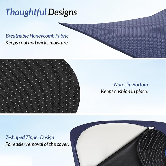 ZIKEE Pioneering Seat Cushion for Pressure Relief, Ergonomic Office Chair Cushion for Sciatica, Back, Hemorrhoids & Tailbone Pain Relief, High-Density Memory Foam Car Seat Cushion with Anti-Slip Base