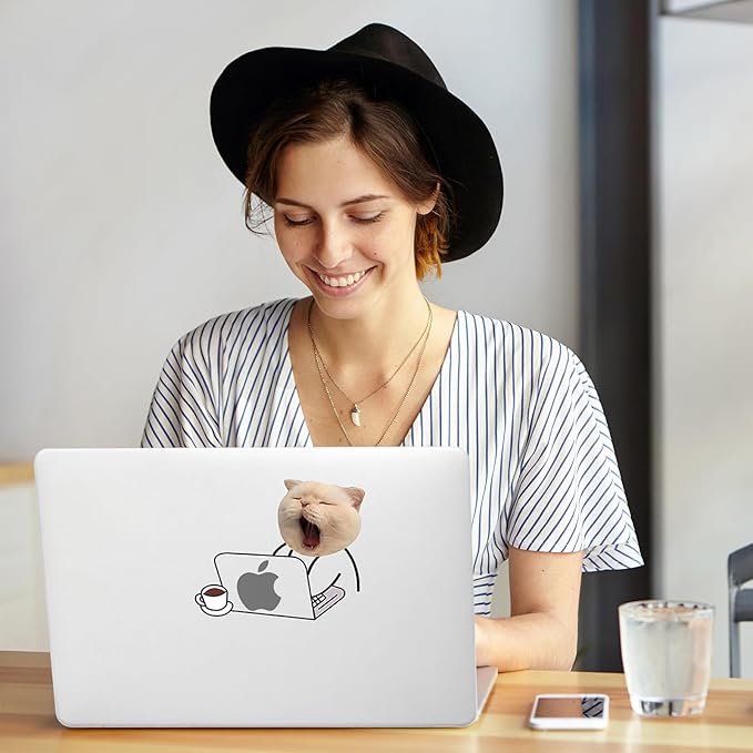 Compatible with MacBook Air 13.6 inch Case 2022-2025 M4 A3240 M3 A3113 M2 A2681,for Mac Air13 M4 Slim Sturdy Pattern Plastic Hard Shell&Keyboard Cover for MacBook Air 13.6 Print Cases,Cute Cat