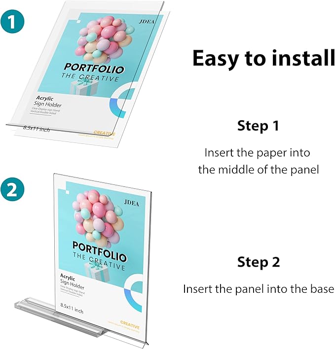 Acrylic Sign Holder Desktop Display Holder for Homes Restaurants Offices Shops (6 Pack 8.5x11 Clear)