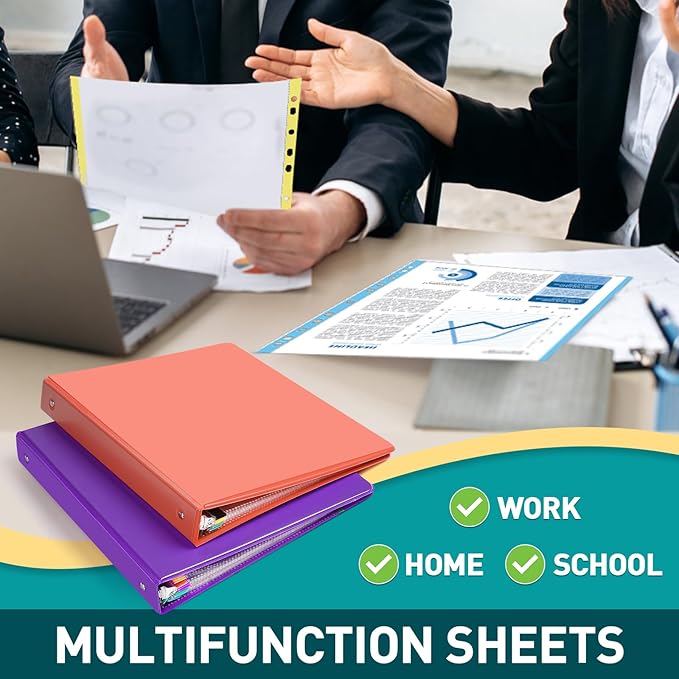 Sheet Protectors, PANDRI 200 Pack Color Heavy Duty Plastic Page Protectors Sheet Reinforced 11-Hole Fit for 3 Ring Binder Fits Standard 8.5 x 11 Paper, 9.25 x 11.25 Top Loaded, Excluding Acid