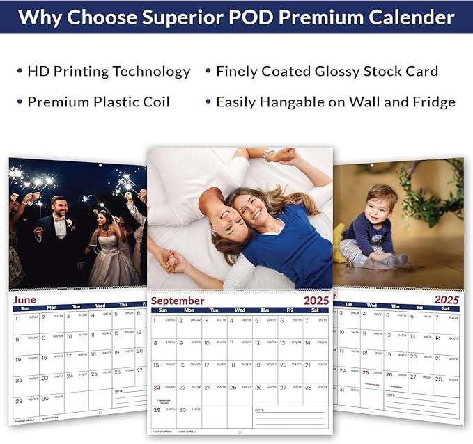 Custom Calendar 2026 for Home & Office - Print Your 13 Memories,Make Your Own Personalized Calendar Customized Christmas Gift &use your photo (Cover 3(11"×17"), 3 Packs)