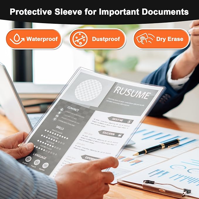 Ndsox 25 Pack 8.5" x 11" Rigid Print Protectors Clear Hard Plastic Sheet Protectors Top Loading for Birth Certificates, Documents, Posters, Photos, Meuns, Heavy Duty No-Hole Plastic Document Sleeves